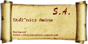 Stánicz Amina névjegykártya